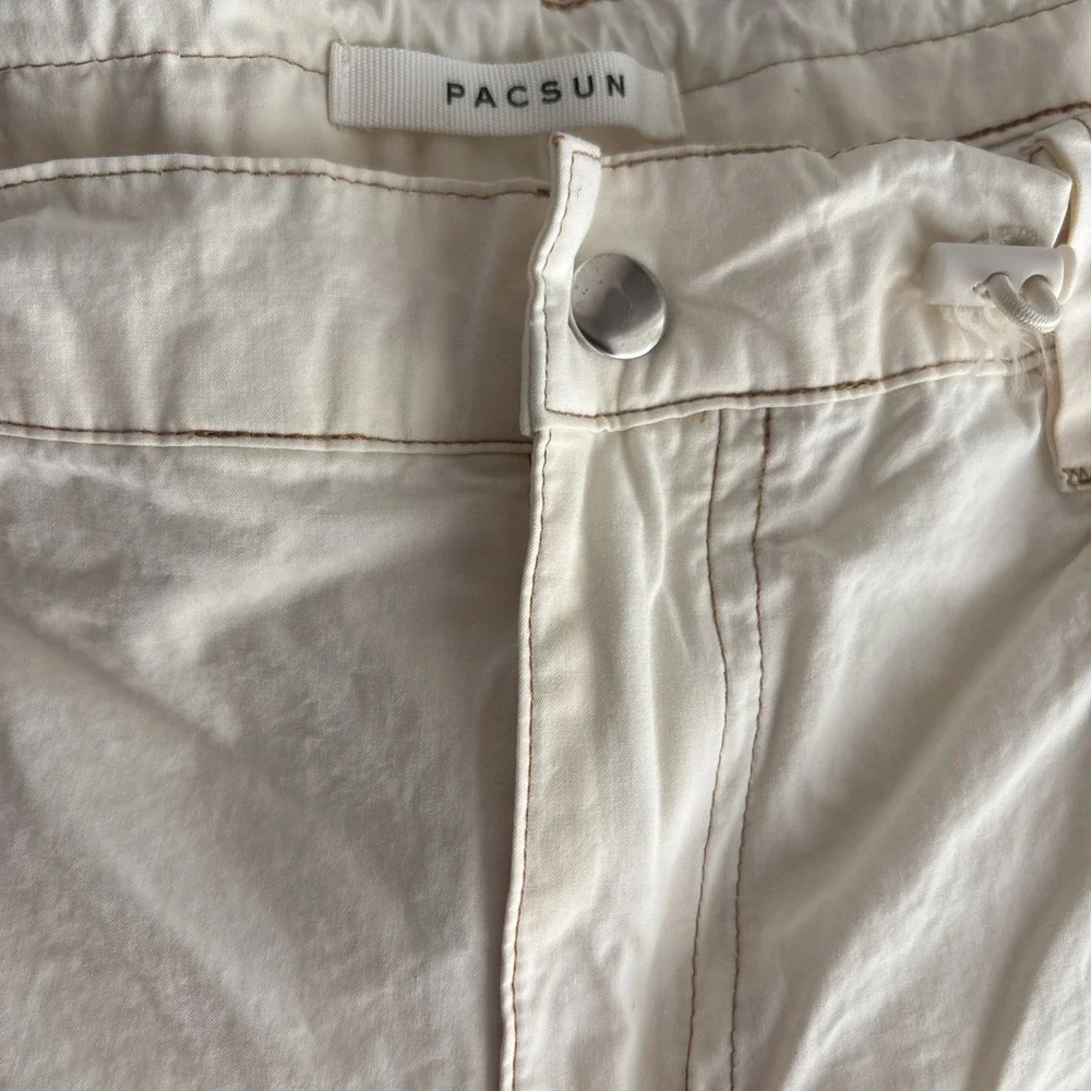 Pac Sun Women's Small Low Rise Bone Puddle Cargo Pants Baggy 90's Skater Y2K New